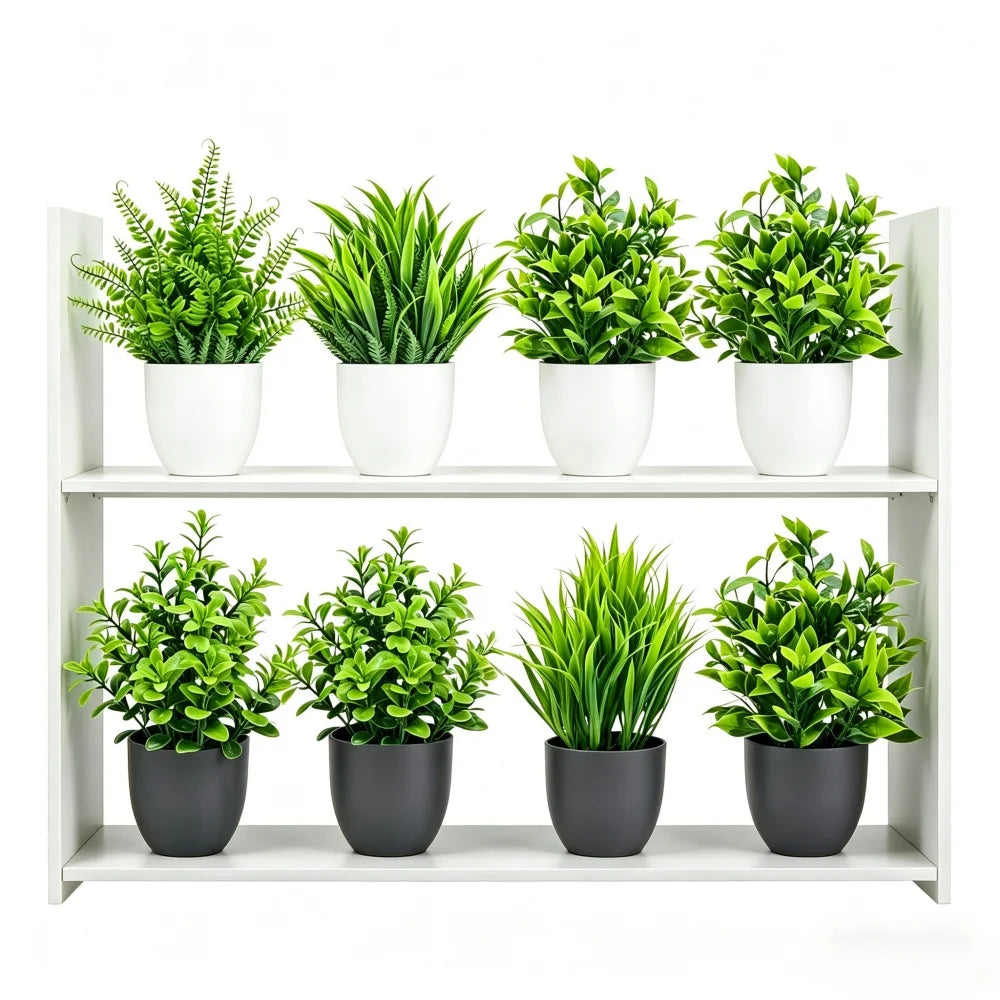 Mini Artificial Potted Plants 4-Pack Green Bonsai Indoor Outdoor Home Office Decor
