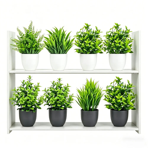 Mini Artificial Potted Plants 4-Pack Green Bonsai Indoor Outdoor Home Office Decor