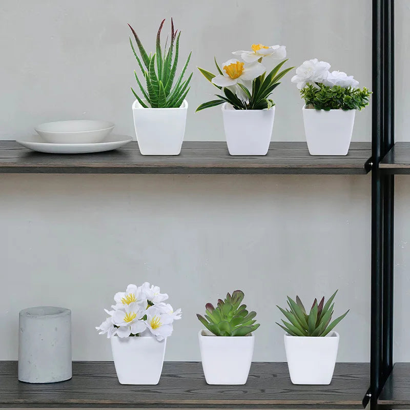 Artificial Plants Small Bonsai 6PCS Desktop Display Decoration Multi-Colored