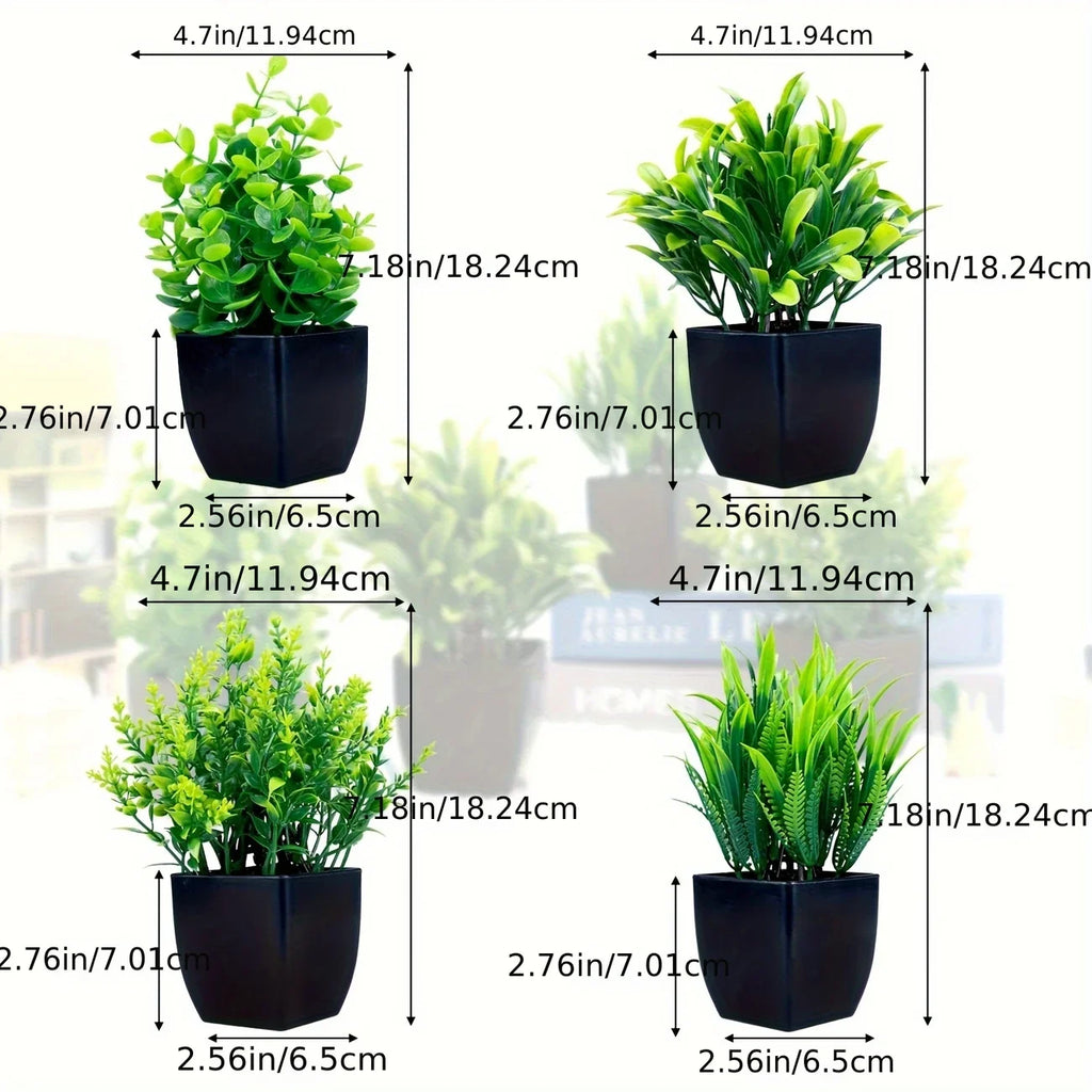 Mini Artificial Eucalyptus Potted Plant in Black Pot for Indoor Home Decor