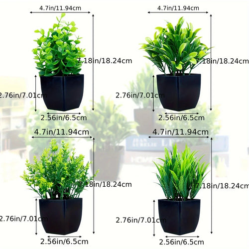 Mini Artificial Eucalyptus Potted Plant in Black Pot for Indoor Home Decor