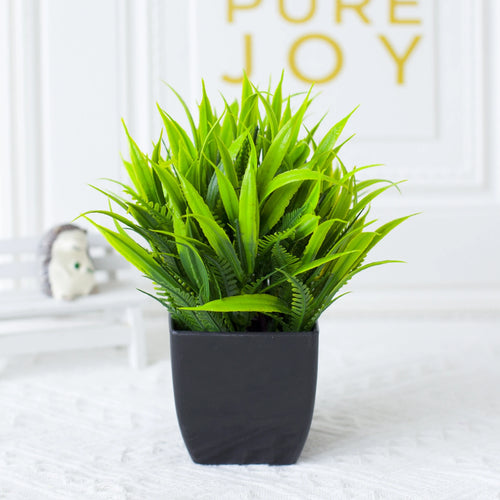 Mini Artificial Eucalyptus Potted Plant in Black Pot for Indoor Home Decor