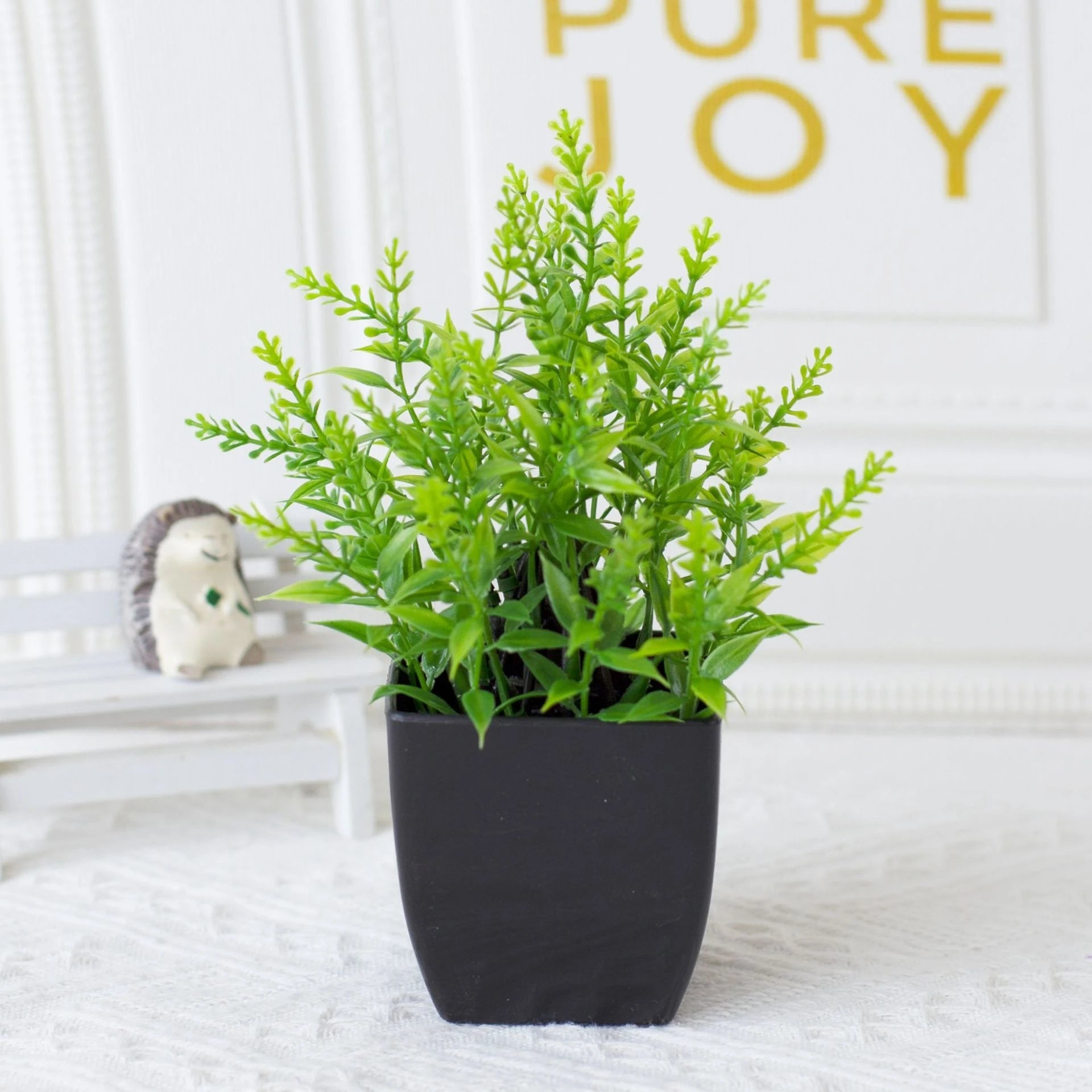 Mini Artificial Eucalyptus Potted Plant in Black Pot for Indoor Home Decor