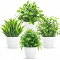 Mini Artificial Potted Plants 4-Pack Green Bonsai Indoor Outdoor Home Office Decor