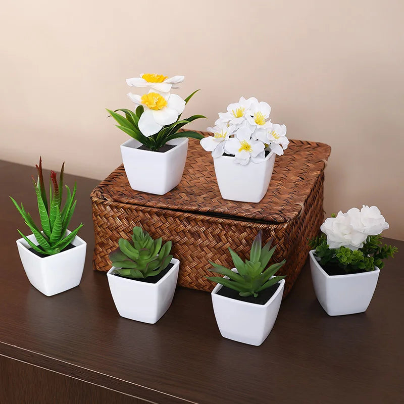 Artificial Plants Small Bonsai 6PCS Desktop Display Decoration Multi-Colored